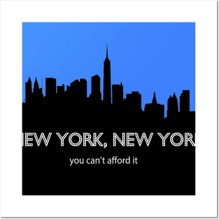 New York, New York - You Can't Afford It: Funny Parody of Vacation Souvenir Posters and Art